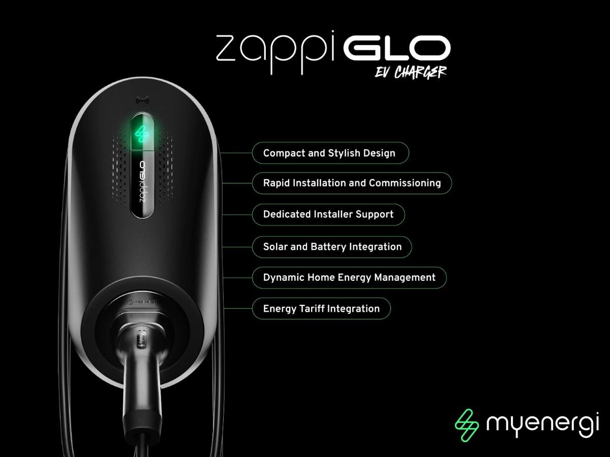 MYENERGI Zappi GLO ZAPPI-3AS07T-G 7.4kw Tethered Black